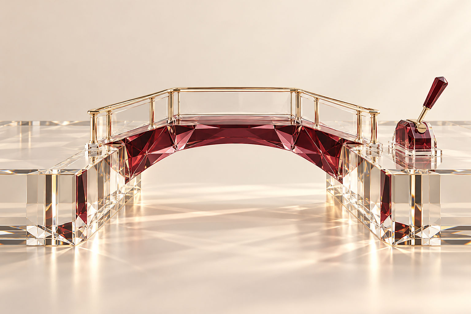 A burgundy and champagne crystal bridge